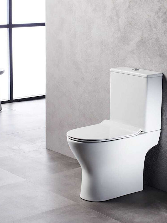Tema Stehende Toilette Rimless mit Spülung Weiße