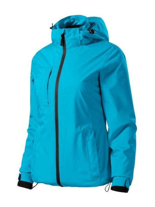 Malfini Women's Short Lifestyle Jacket for Winter with Hood Light Blue