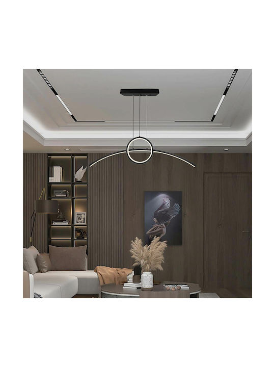 V-TAC Designer Κρεμαστό Φωτιστικό Μαύρο LED με Φυσικό Λευκό Φως Ράγα 89x25εκ.