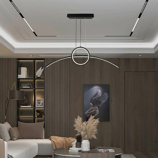 V-TAC Designer Κρεμαστό Φωτιστικό Μαύρο LED με Φυσικό Λευκό Φως Ράγα 89x25εκ.
