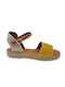 Commanchero Original Leder Damen Flache Sandalen Flatforms in Gelb Farbe