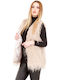 Women's Sleeveless Short Fur Beige