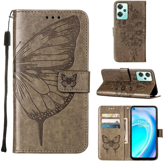Embossed Butterfly Brieftasche Synthetisches Leder Gray (OnePlus Nord CE 2 Lite 5G)