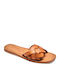 Edessa Leather Women's Flat Sandals in Brown Color