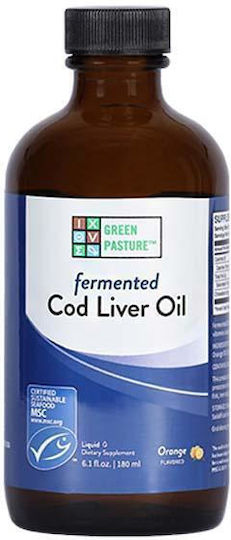 Green Pasture Cod Liver Oil Μουρουνέλαιο 180ml Πορτοκάλι