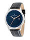 Pierre Cardin Men's Watch 46mm Battery with Blue Leather Strap