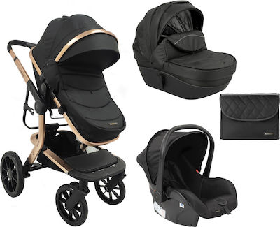 Kikka Boo Irene 3 in 1 Verstellbar 3 in 1 Baby Kinderwagen Geeignet für Neugeborene Black 10.7kg