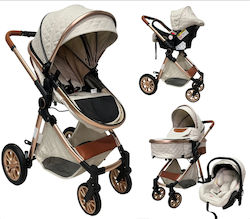 ForAll Monaco 3 in 1 3 in 1 Baby Stroller Suitable for Newborn White