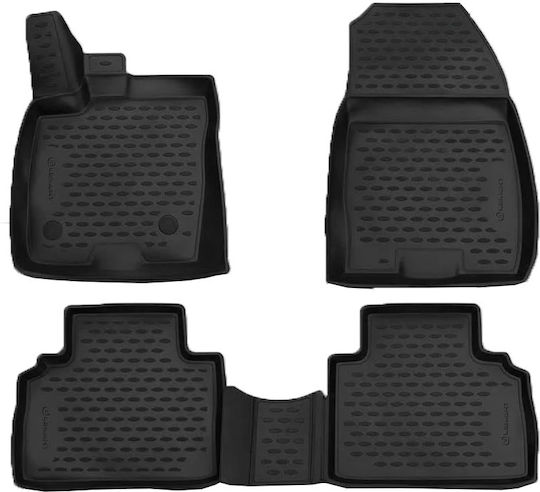 Novline Set of Front and Rear Mats 4pcs Tray Type for Ford Tourneo Courier 12/2014+ Black