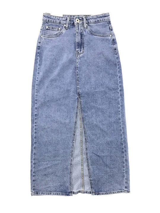 SJ-1233 Denim Midi Rock Blau