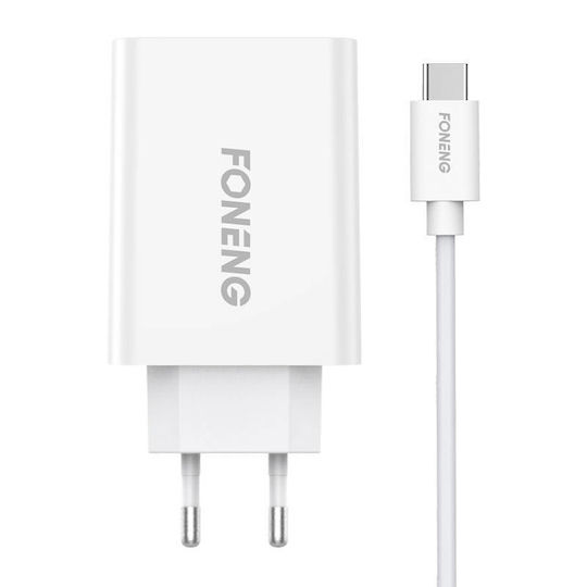 Foneng Ladegerät mit USB-A Anschluss und Kabel USB-C Weißs (EU43)