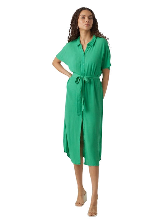 Vero Moda Καλοκαιρινό Midi Σεμιζιέ Φόρεμα Bright Green