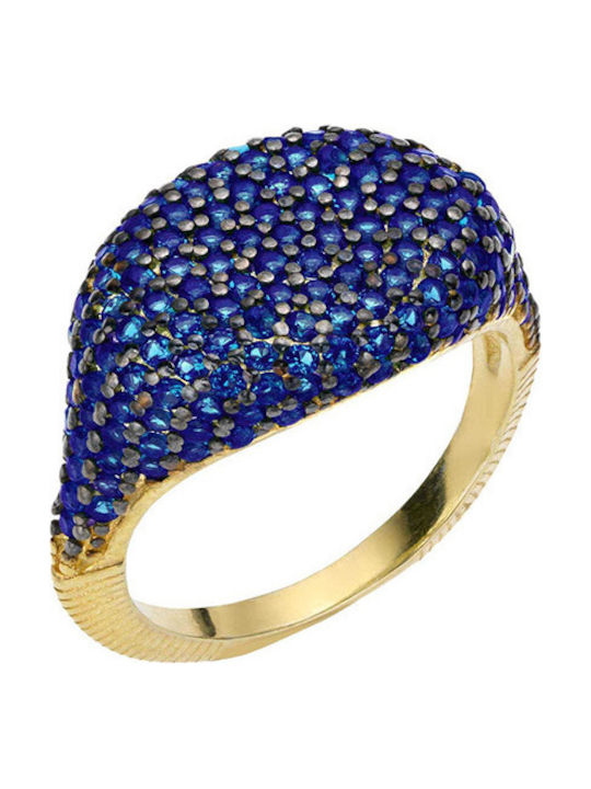 Breeze Chevalier Ring with Zircon made of Steel Gold Plated