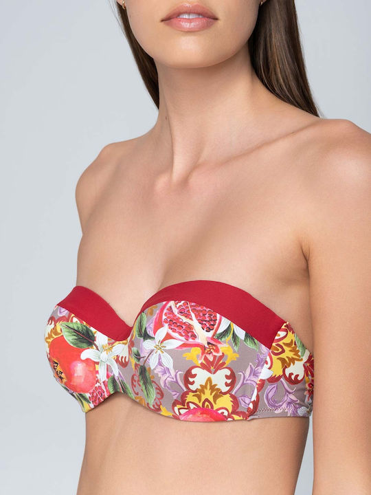 Luna Granada Strapless Bikini Top Κόκκινο