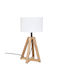 A-S Matia Wood Table Lamp for Socket E14 with White Shade and Beige Base