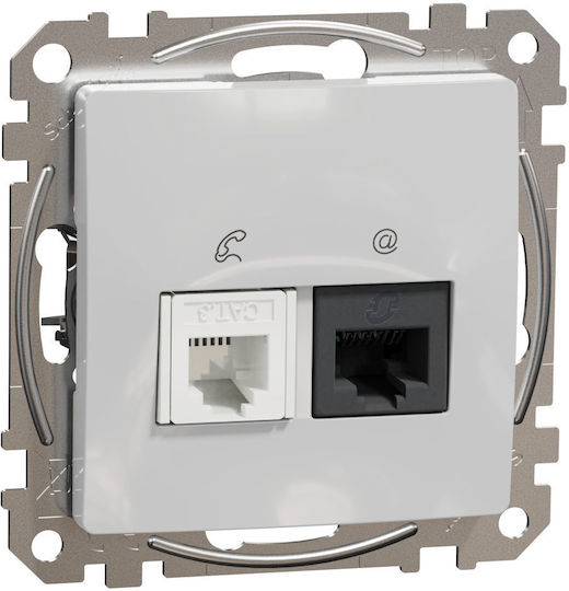 Schneider Electric Sedna Mecanism Dublu Prize de Rețea și Telefon RJ45/RJ11 Tip Cat6 în Culoare Gri SDD113468