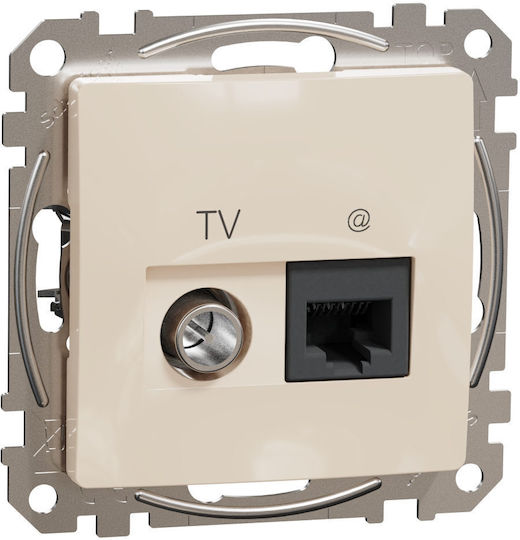 Schneider Electric Sedna Διπλός Μηχανισμός Πρίζας Δικτύου RJ45 Τύπου Cat6 σε Μπεζ Χρώμα SDD112469T