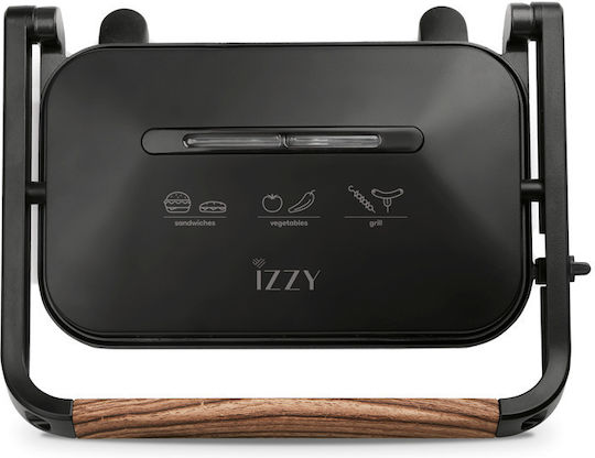 Izzy Panini IZ-2013 Τοστιέρα για 2 Τοστ 1300W Wooden