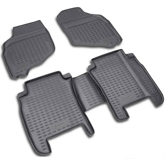 Novline Set of Front and Rear Mats 4pcs Tray Type for Honda Jazz 2002-2008 Black