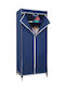 Fabric Wardrobe with Zipper and Shelves in Blue Color 75x45x160cm