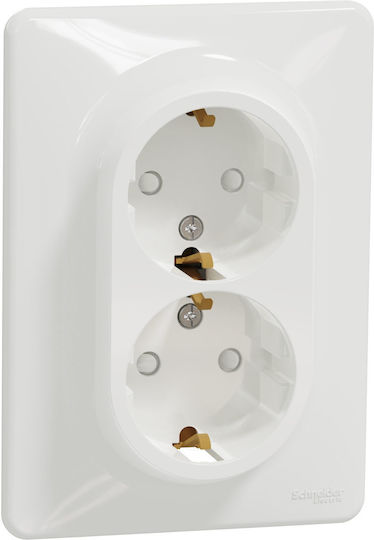 Schneider Electric Sedna Design Двойен Вграден Електрически Контакт Бял