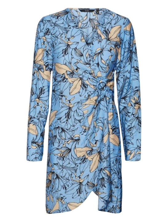 Abbi Summer Mini Evening Wrap Dress Little Boy Blue