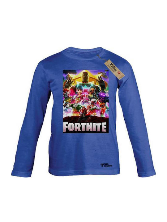 Takeposition Kinderhemd Langarm Blau Fortnite