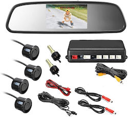 Car Mirror Parking System with Camera / Screen / Buzzer and 4 Sensors in Black Colour