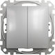 Schneider Electric Sedna Recessed Double Wall Switch Without Frame Aller Retour Silver