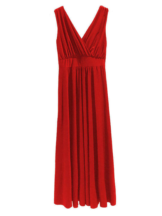 Ustyle Καλοκαιρινό Maxi Φόρεμα Κρουαζέ Κόκκινο