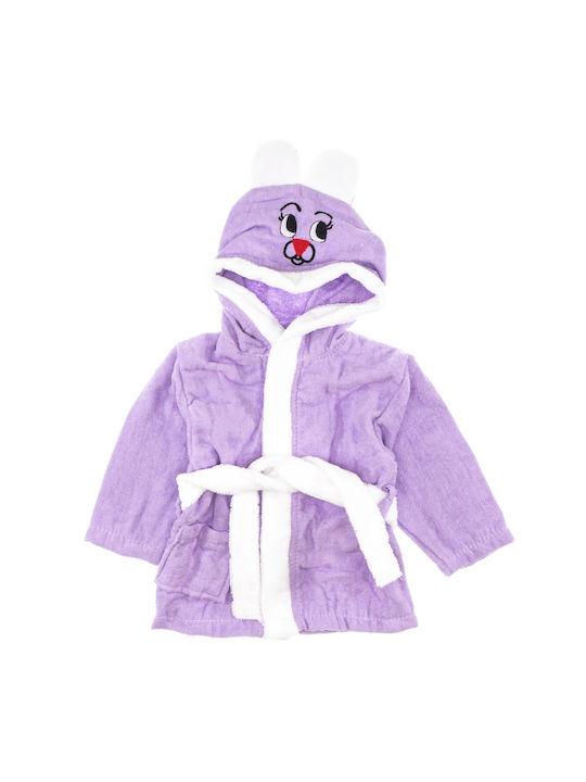 Minilori Baby Παιδικό Μπουρνούζι Comfy Μωβ με Κουκούλα