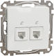 Schneider Electric Sedna Design Телефонна Контакт Без Рамка Двойна в Бял Цвят SDD111492