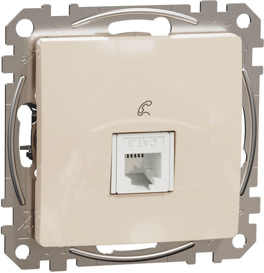Schneider Electric Sedna Design Πρίζα Τηλεφώνου χωρίς Πλαίσιο Μονή σε Μπεζ Χρώμα SDD112491
