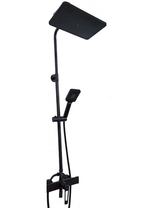 Shower Column with Bathtub Mixer 114cm Black