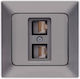 Eurolamp Телефонен контакт с рамка Двойна в Бял цвят 152-20052