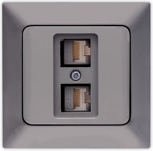 Eurolamp Complete Double Telephone Socket Gray 152-20252