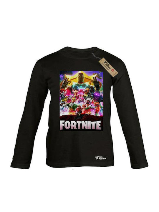 Kinderhemd Langarm Schwarz Fortnite