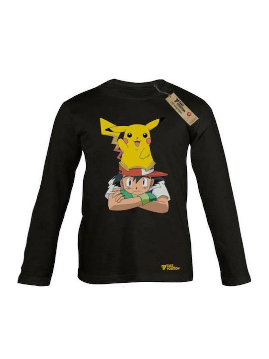 Kids' Shirt Long Sleeve Black Pikachu