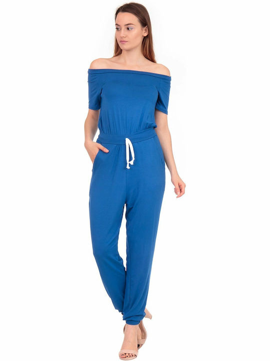 Silia D Γυναικεία Off-Shoulder Ολόσωμη Φόρμα Μπλε