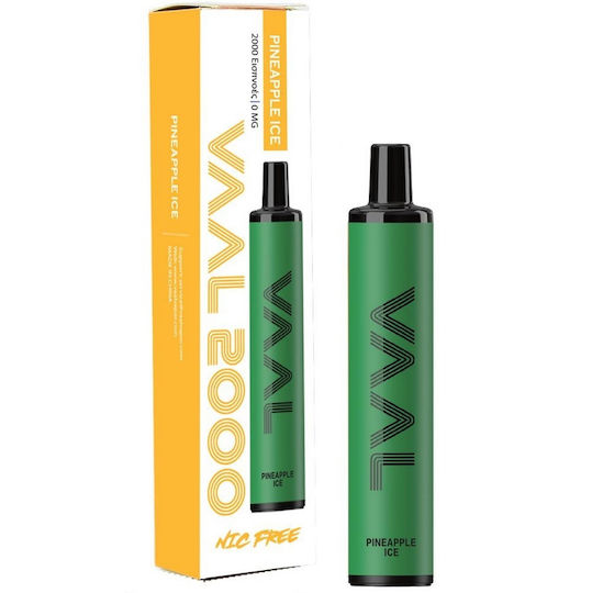 Vaal Țigară Electronică de unică folosință 2000 Inhalări Gheață de ananas fără Nicotină 5ml Gheață de ananas Verde 1buc