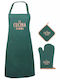Marva Apron with Oven Mitt Green