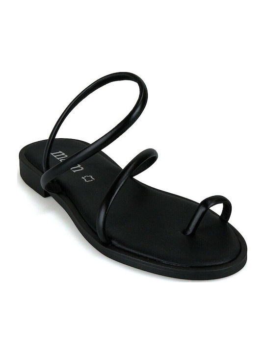 Δερμάτινα Γυναικεία Σανδάλια Flatforms Μαύρα
