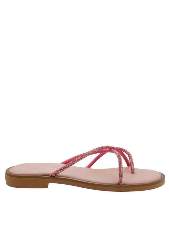 Barocco Leder Damen Flache Sandalen in Rosa Farbe