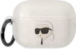 Karl Lagerfeld 3D Logo NFT Karl Head Θήκη Σιλικόνης με Γάντζο σε Διάφανο χρώμα για Apple AirPods Pro 2