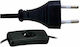 Power Cord Bipolar 2x0.75mm² 2m Black Hand Switch