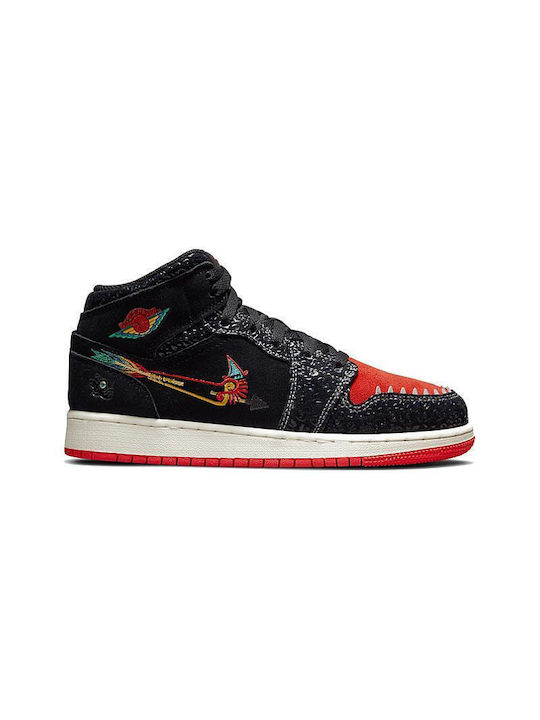 Nike Παιδικά Sneakers High Air Jordan 1 Black / Sail / Chile Red