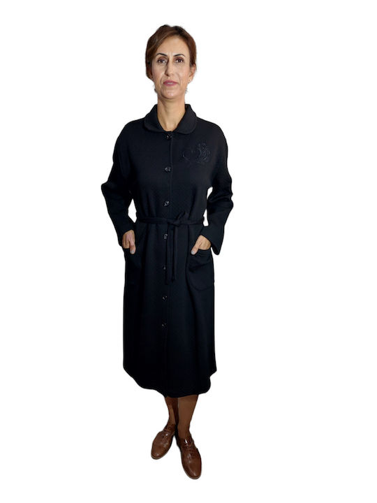 Mardim Women's Winter Pajama Robe Black