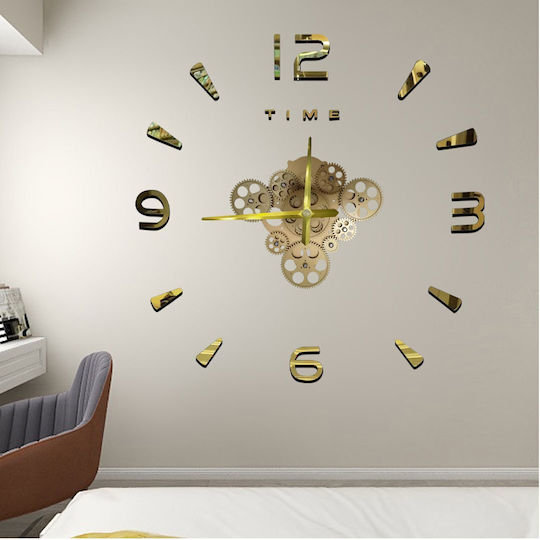 Factory 3D Wanduhr Aufkleber Kunststoff Gold