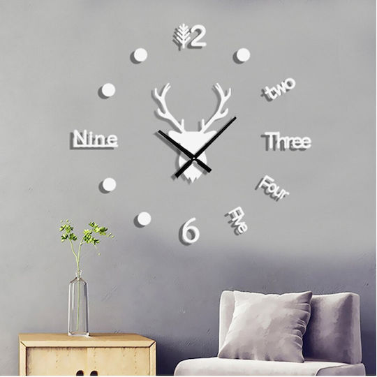 Factory 3D Wanduhr Aufkleber Kunststoff Silber Ø24cm