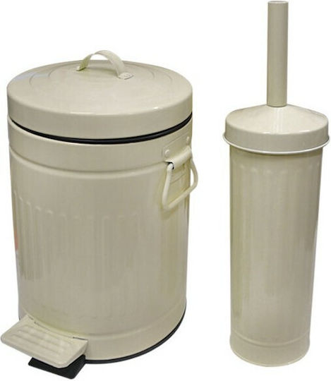 Metallisch Set aus Toilettenbürste und Mülleimer für das Badezimmer 5Es Beige Metallisch Set aus Toilettenbürste und Mülleimer für das Badezimmer 5Es Beige